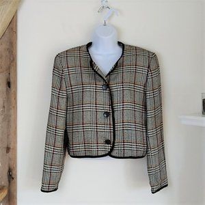 Mezzanotte Plaid Houndstooth Cropped Blazer 4